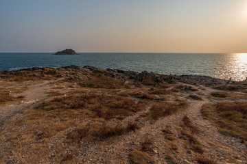 beautiful blue sky tropical paradise coast beach ocean summer sea view at PP Island, Krabi, Phuket, Thailand.