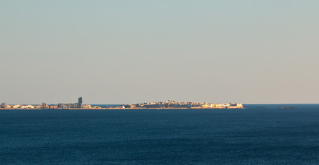 Panoramic view of gallipoli, a village near ionian sea, Apulia, Salento, Italy