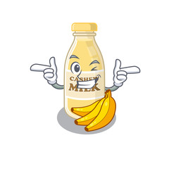 Cute mascot cartoon design of cashew milk with Wink eye