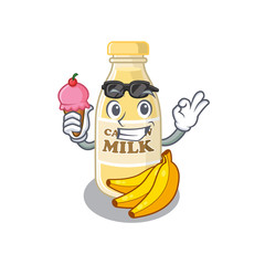 happy face cashew milk cartoon design with ice cream