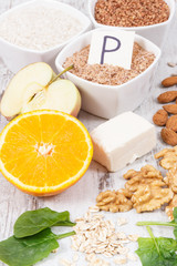 Nutritious products containing vitamin P and dietary fiber. Healthy nutrition concept
