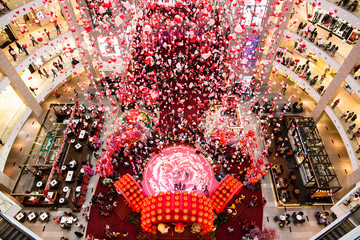  Interior view of Pavilion Shopping Mall in Kuala Lumpur, Malaysia during the chinese new year