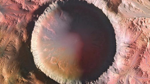 planet mars crater zoom in