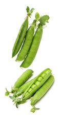 Fresh peas isolated on white background 
