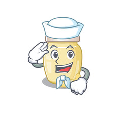 Cashew butter cartoon concept Sailor wearing hat