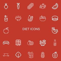 Editable 22 diet icons for web and mobile