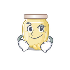 Cool cashew butter mascot character with Smirking face