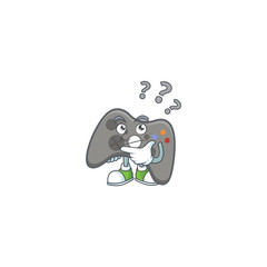Black joystick cartoon mascot style in a confuse gesture
