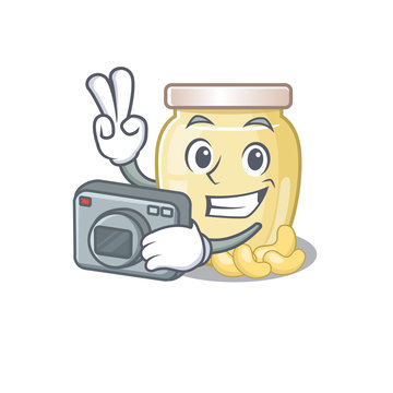 Cool Photographer cashew butter character with a camera