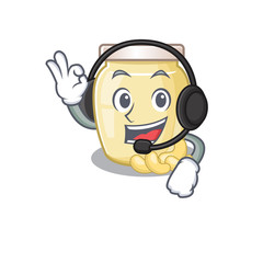 Happy cashew butter mascot design style wearing headphone