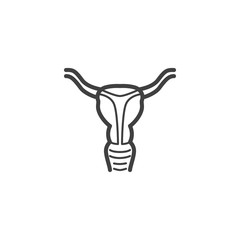 Uterus line icon. Human internal organ linear style sign for mobile concept and web design. Female reproductive system outline vector icon. Symbol, logo illustration. Vector graphics
