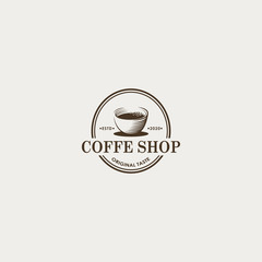 coffee shop logo design vintage - vector