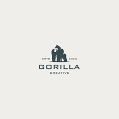 Gorilla logo design vintage - vector