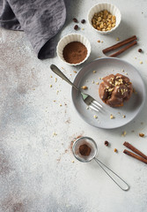 Rustic still life with proriterole and  baking ingredients