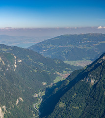 Switzerland, Panoramic view on green Alps around Mannlichen, Lauterbrunnen