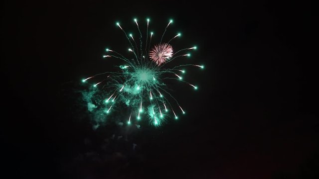 The Beautiful fireworks against the black sky in Moscow, Russia