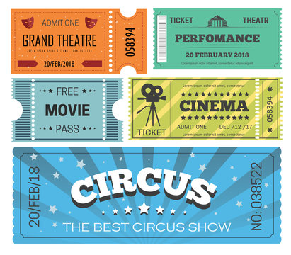 Theater play and cinema, circus show isolated icons
