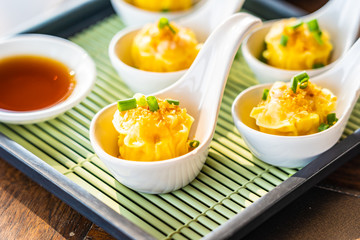 Chinese steam shrimp dumpling with sauce