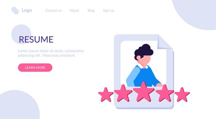 Clients Review, Customer Feedback, User Commens concept. Portrait of people and evaluation stars below. Landing web page template.