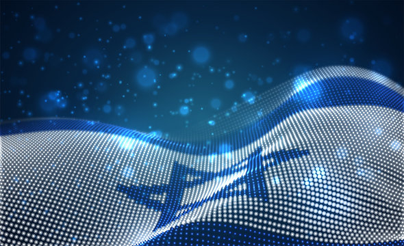Vector bright glowing country flag of abstract dots. Israel