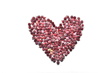Obraz na płótnie Canvas heart shaped frozen berries on white background