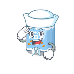 Almond milk cartoon concept Sailor wearing hat
