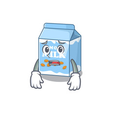 A picture of almond milk having an afraid face