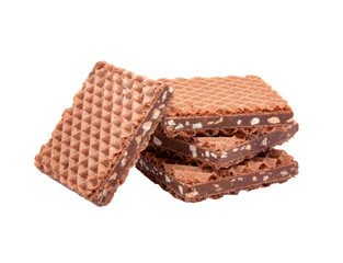 square waffle with chocolate snack isolated on the white