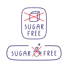 Sugar free. Vector outline badges illustration on white background.