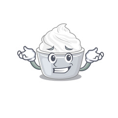 cute Grinning sour cream mascot cartoon style