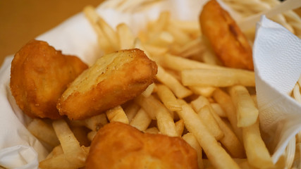 Chicken nuggets and french fries