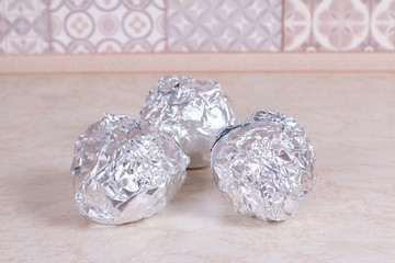 Baked beet in aluminum foil