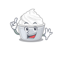 mascot cartoon concept sour cream in One Finger gesture