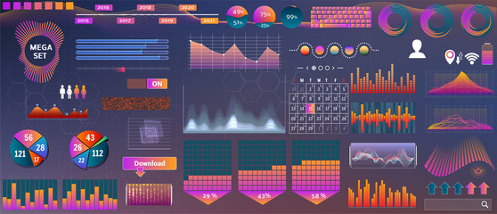 Obraz premium vector hud big set of elements for design and apps devices