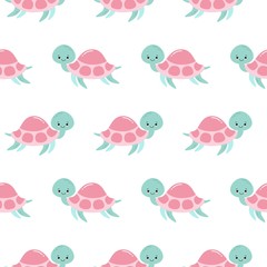 seamless pattern background with cute turtle design