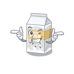 Cute mascot cartoon design of rice milk with Wink eye