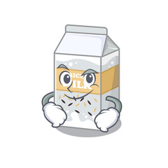Cool rice milk mascot character with Smirking face