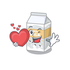 Romantic Rice milk cartoon picture holding a heart