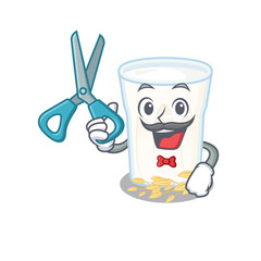 Cartoon character of Sporty Barber oats milk design style