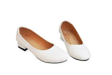 white shoes on white background with Clipping path . Office Shoes for Women.