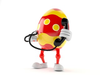 Easter egg character holding a telephone handset