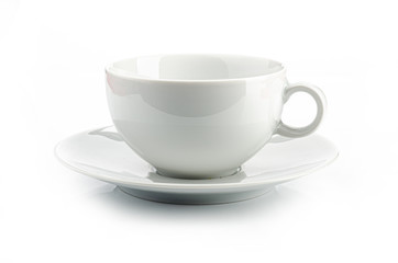 a white teacup on a white background, isolated