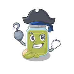 Cute pumpkin seed butter mascot design with a hat