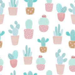 Seamless pattern of cactus, vector illustration
