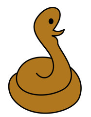 とぐろを巻いたヘビ(茶色)