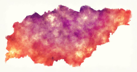 Obraz premium Treinta Y Tres department watercolor map of Uruguay