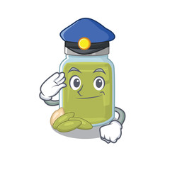 A manly pumpkin seed butter Cartoon concept working as a Police officer