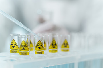 Close up of plastic pipette that dropping reagent