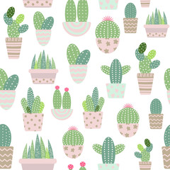 Seamless pattern of cactus, vector illustration