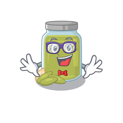 A cartoon concept of Geek pumpkin seed butter design